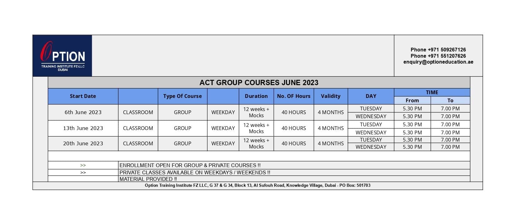 ACT COURSE PREPARATION DUBAI